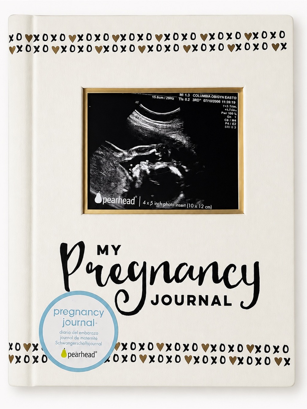 Pearhead Pregnancy Journal - White with Gold and Black Accents